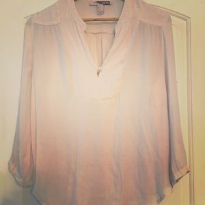 Beige one button flowy blouse,